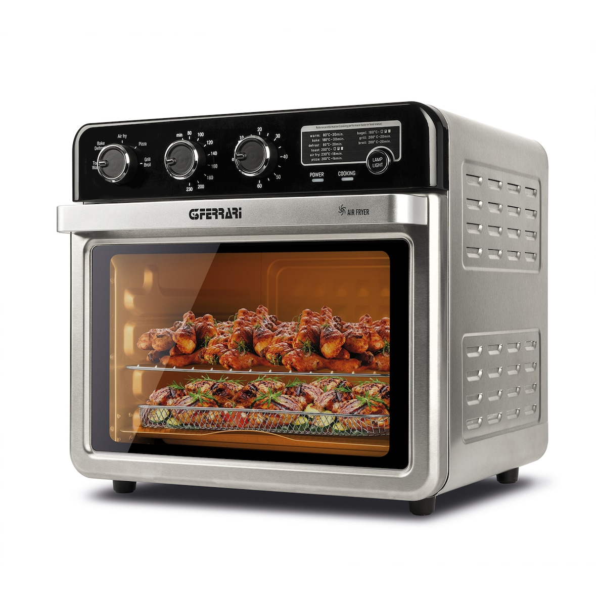 G3 Ferrari Friggisano 32L, Forno Ventilato e Air Fryer, 2000W, 5 Funzioni, 230 °C, Maxi Ventola, Luce Interna, incl. Accessori e Ricettario, G1022100