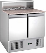 thumbnail of Gastro Kühltisch Pizzakühltisch Edelstahl | Granitarbeitsplatte | 213 L | 2 Türen | Kühltheke Profi