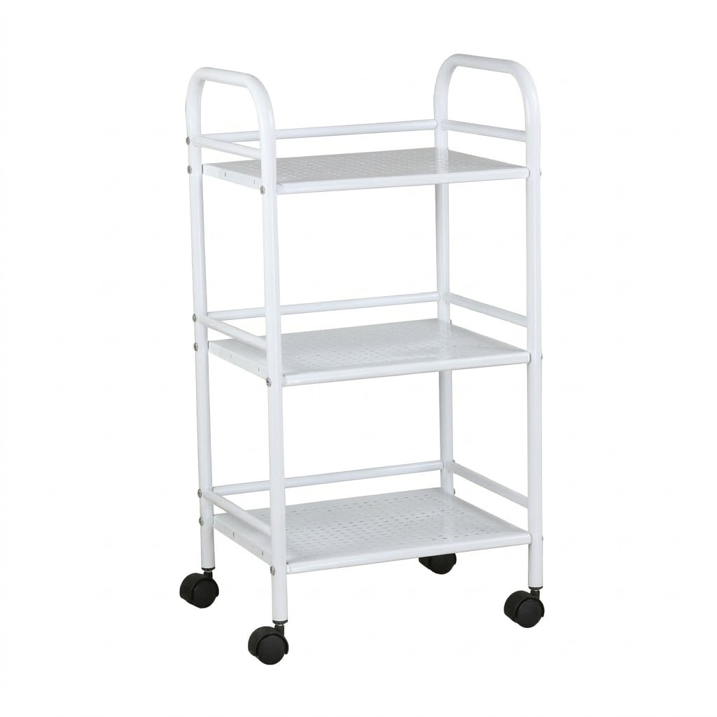 Carrello Portavivande 3 Ripiani Ruote Cucina Mobile 40x32x75 cm - Bianco