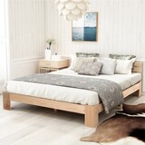thumbnail of Massivholz Doppelbett 140x200 aus Kiefer mit Lattenrost, Rustikales Bettgestell mit natürlicher Maserung,Stauraum, Stabiles Kiefernholz Bett Natürlich