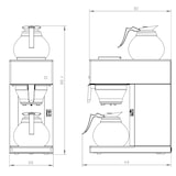 thumbnail of Kaffeemaschine inkl. 2 Kaffeekanne aus Glas 1,8 Liter | 45,5x20,5x40,5cm | Edelstahl + CHEFGASTRO Geschirrtuch