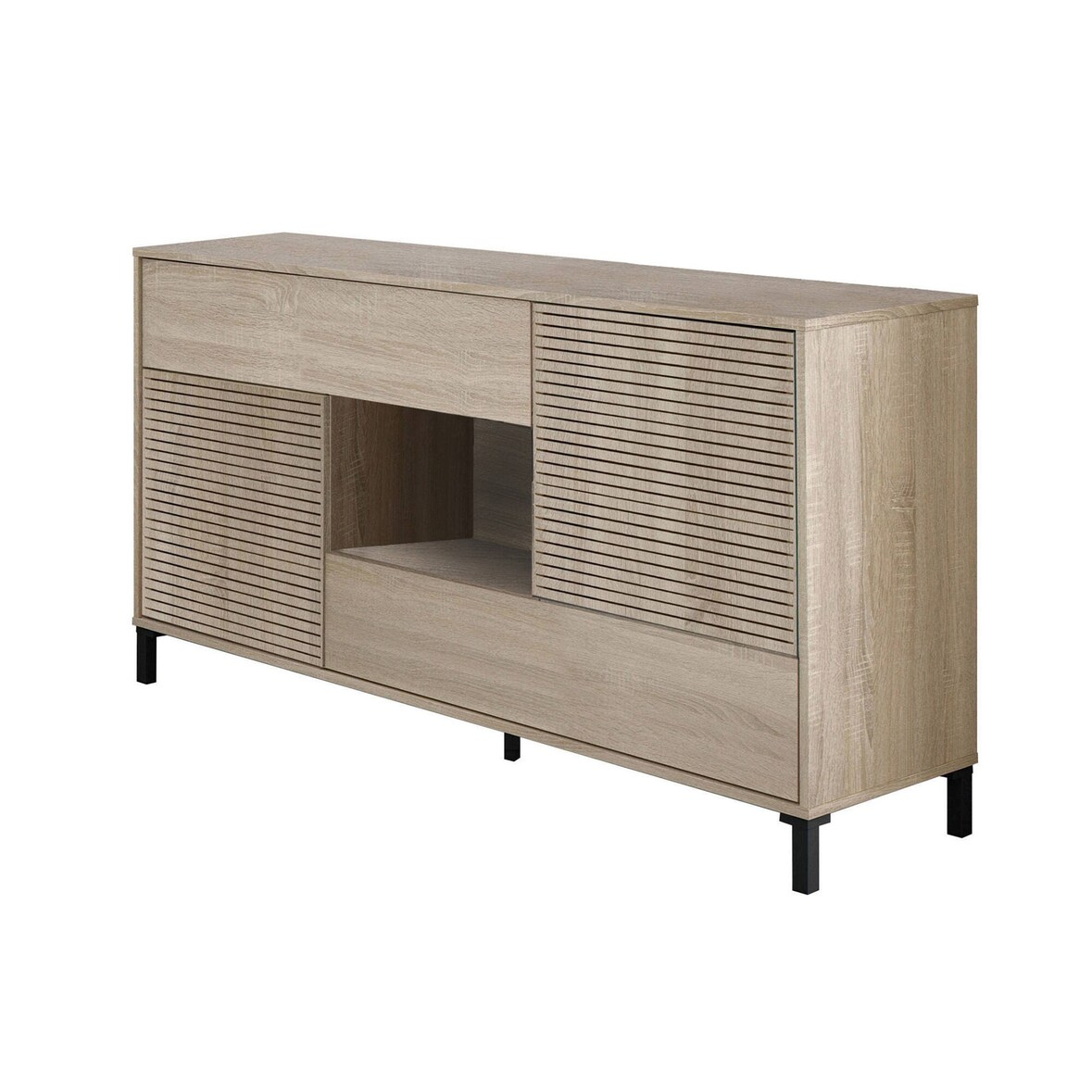 Dmora Credenza Waco, Madia moderna a 2 ante, Buffet da soggiorno, Mobile porta TV, Madia con piedini per salotto, 151x41h80 cm, Rovere