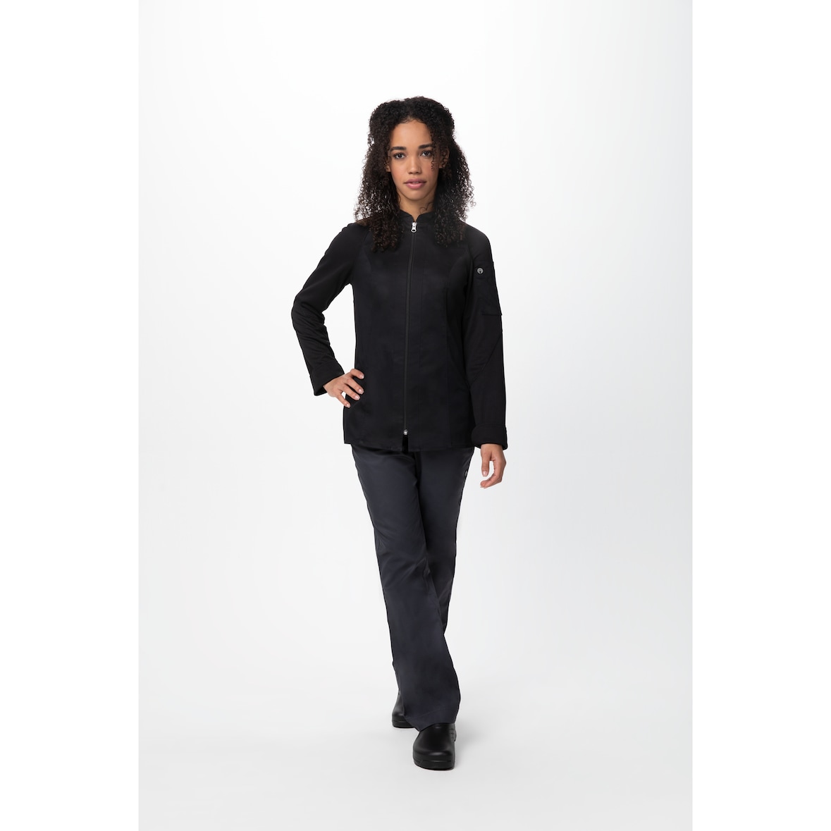Chef Works® Damenkochjacke NEPAL Flex Serie nachhaltig, Reissverschluss, Cool Vent™, Schwarz, Größe 3XL