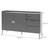 thumbnail of Sideboard HWC-O39, Kommode Schrank Anrichte, 3 Schubladen 2 Türen, Holz Melamin 80x130x42cm ~ Holzoptik schwarz