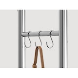 thumbnail of Schwerlast Kleiderständer auf Rollen bis 270 kg, mit Ablage und Haken, Garderobenständer, 2 ausziehbare Kleiderstangen, verstellbare Höhe, silbern