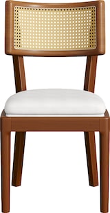 thumbnail of Esszimmerstuhl 2er Set Massivholz Rattan Rückenlehne Leinen Sitzkissen Walnuss 88x58x50 cm stabil bis 120 kg modernes Design