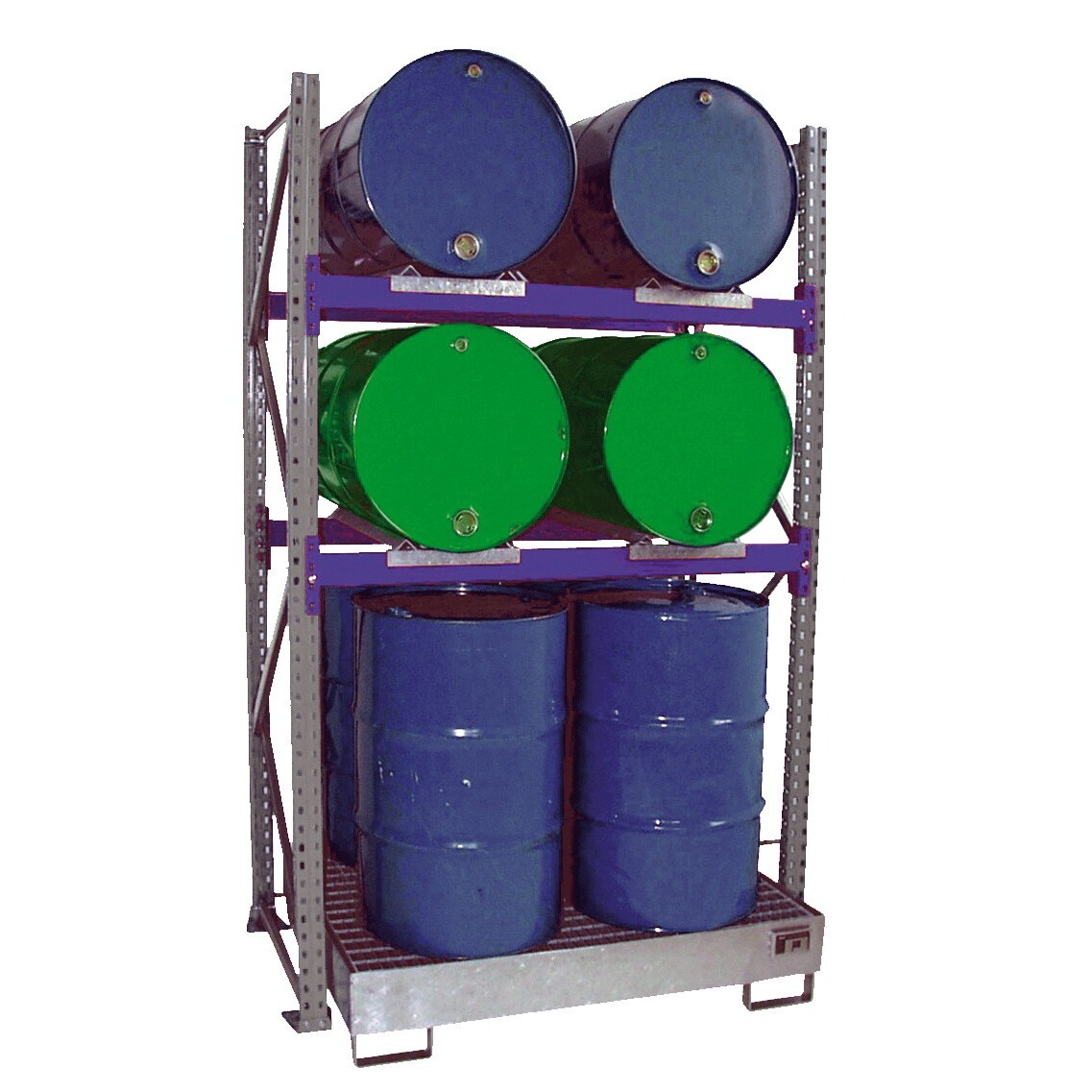 Fassregal mit Auffangwanne Fassregale 3010 verzinkt Umwelt Lagertechnik
