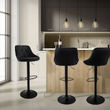 thumbnail of ML-Design Barhocker 4er-Set Schwarz – höhenverstellbare Drehstühle aus Samt mit Rückenlehne und Fußstütze, gepolstert, 360° drehbar, modern für Küche