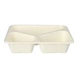 thumbnail of 50 Siegelschalen Zuckerrohr, PLA beschichtet 3-geteilt 1000 ml 4,9 cm x 22,7 cm x 17,8 cm
