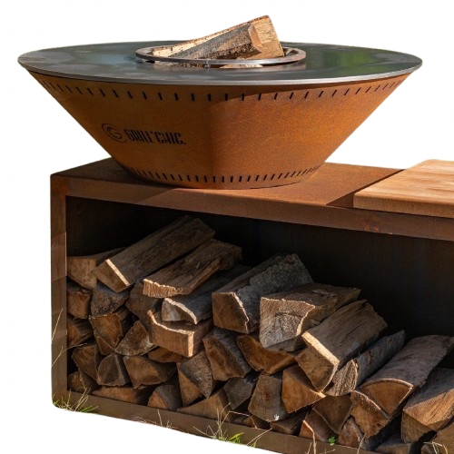 Grill'Chic PACK PRINTEMPS - Braséro Barbecue Plancha Traditionnel Ø 100, aus Cortenstahl DOUBLE CUVE - 100% in Frankreich hergestellt - BRA1009TCOR+