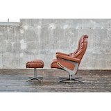 thumbnail of KAWOLA Sessel MODO Relaxsessel drehbar Leder braun mit Hocker