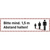 thumbnail of Fußbodenaufkleber Bitte mind. 1,5 m...,Folie m. Acrylatkleber,rutschh.,750x200mm