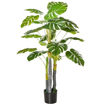 Planta artificial monstera en maceta altura 120 cm árbol tropical decorativo con 20 hojas para hogar salón dormitorio