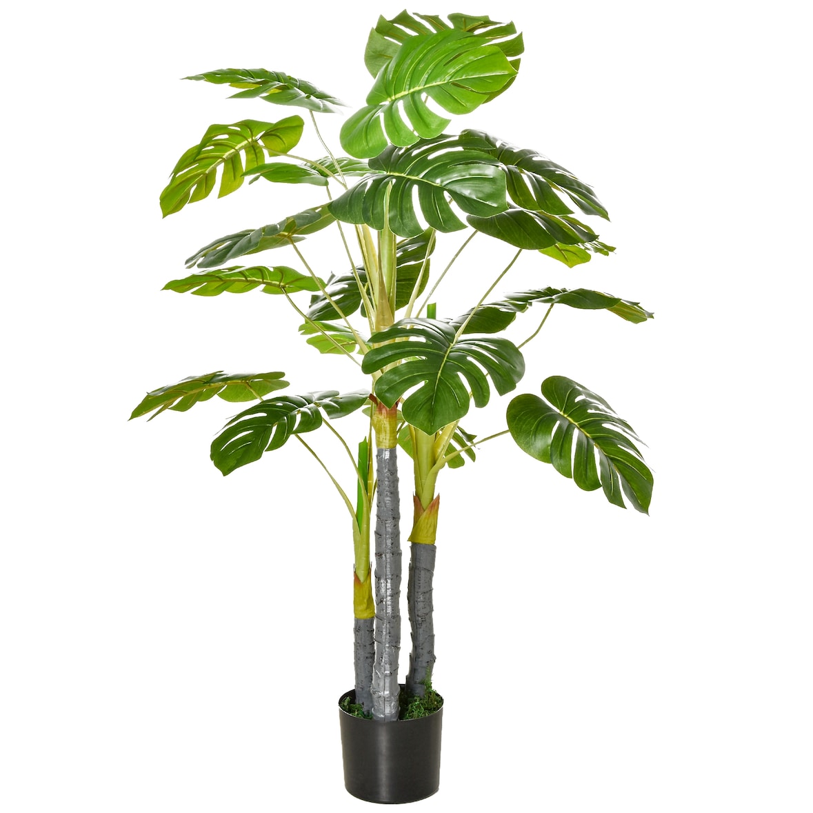 Planta artificial monstera en maceta altura 120 cm árbol tropical decorativo con 20 hojas para hogar salón dormitorio