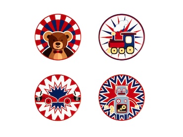 Excelsa set 4 sottobicchieri Vintage Toys dolomite 10,5xH1x10,5 cm multicolore