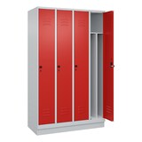 thumbnail of C+P Spind Classic PLUS, Sockel, 4 Abteile, HxBxT 195x120x50cm, Sicherheitsdrehriegel, Hellgrau/Rot von PROREGAL