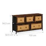 thumbnail of Relaxdays Kommode, 5 Schubladen, Rattanoptik, Flur, Schlafzimmer, HBT 54,5x100x32,5 cm, Sideboard, Metall, braun/schwarz