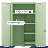 thumbnail of Mehrzweckschrank Metall abschließbar DAWID Metallschrank | Schließfachschrank Putzmittelschrank Besenschrank Vorratsschrank, 185x90x45cm Pastellgrün