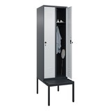 thumbnail of C+P Spind Classic PLUS, Kunststoff untergebaute Sitzbank, 2 Abteile, HxBxT 212x60x82cm, Sicherheitsdrehriegel, Anthrazit/Hellgrau von PROREGAL