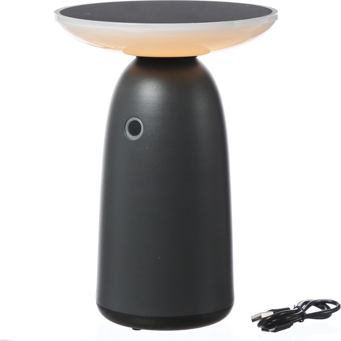 LED Solar Tischleuchte grau 3 Lichtstufen Tischlampe Dekoleuchte Garten Terrasse
