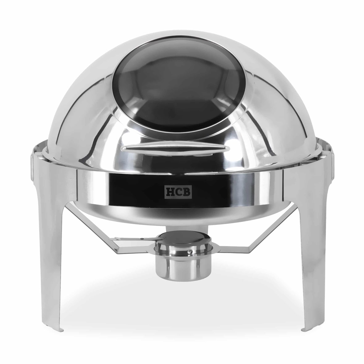 HCB Runder Chafing Dish - Rolltop - 6 Liter - Schauglas - Edelstahl