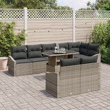 thumbnail of vidaXL 9-teiliges Gartensofa-Set mit Kissen in Grau aus Poly-Rattan