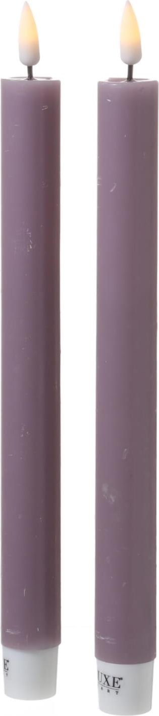 LED Stabkerzen Mia Tafelkerzen Echtwachs flackernd H: 24cm flieder 2St