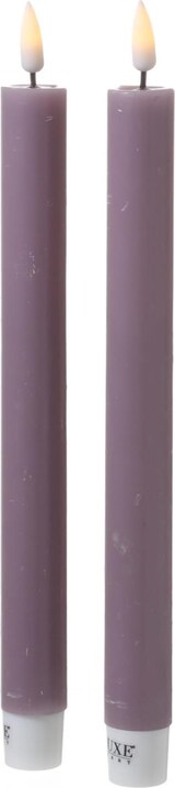 thumbnail of LED Stabkerzen Mia Tafelkerzen Echtwachs flackernd H: 24cm flieder 2St