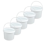 thumbnail of Eimer Deckel lebensmittelecht 3,3 L Liter leer weiß Henkel Kunststoff Set 5 Stück