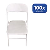 thumbnail of Pack 100 Sillas Blancas Plegables Premium con Estructura Metálica y Asiento Acolchado en Polipiel PU. Respaldo Ergonómico (80x44x43,5 cm)