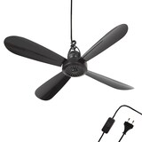 thumbnail of Mobiler Deckenventilator "Schwarz" ( 5m XXL Kabel ) mit Stecker und Schalter, 220V-240V / 5 Watt, Ø40 cm Decken Ventilator mit Aufhänger