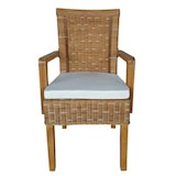 thumbnail of Esszimmer Stühle Set mit Armlehnen 4 Stück Rattanstühle braun Perth Korbstuhl Sessel nachhaltig : mit Sitzkissen