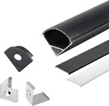 thumbnail of 2m LED Aluprofil Alu Schiene Eckprofil Kanal System für LED-Streifen mit Schwarzer Abdeckung Profil J-S