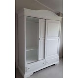 thumbnail of shopinnovativo -Armadio appendiabiti con bastone e 2 ante scorrevoli 2 cassetti arte povera, in legno colore bianco 180x67x226 H