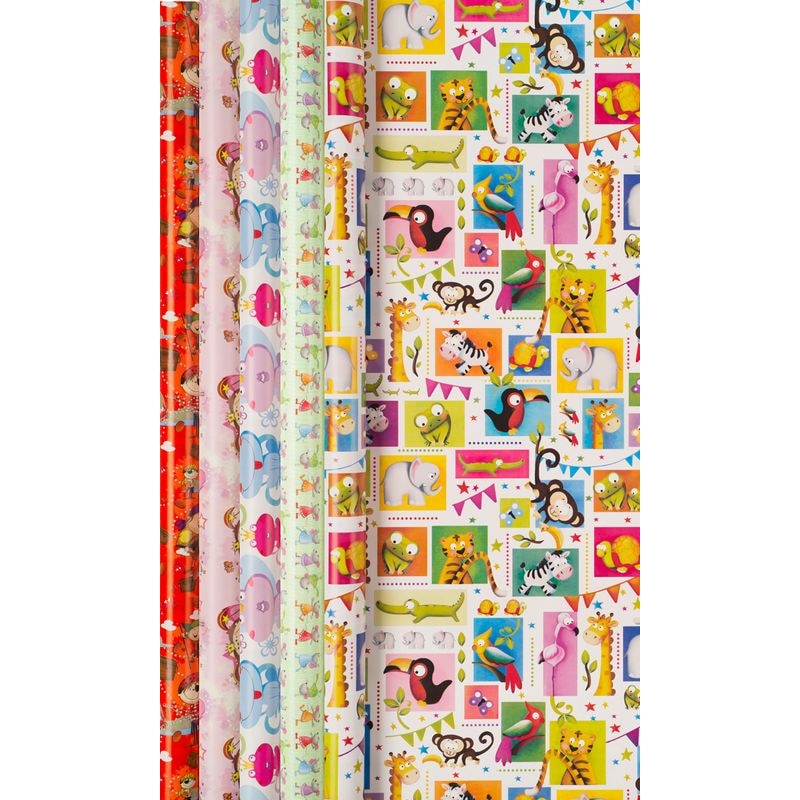 25 Rollen Geschenkpapier 0,7 x 2 m Kids Ornament