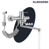 thumbnail of MASSIMO | Miscelatore Catering a parete Argento|Rubinetto cucina professionale in acciaio inox con doccetta|Beccuccio piatto da parete per ristorante