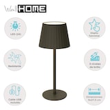 thumbnail of WellHome - Candeeiro de mesa LED recarregável Taupe com 24 luzes brancas quentes e 3 níveis de brilho Ø9x27,5 cm