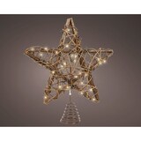 thumbnail of LED Christbaumspitze Stern mit Timer 30cm Rattan Braun / Warmweiß