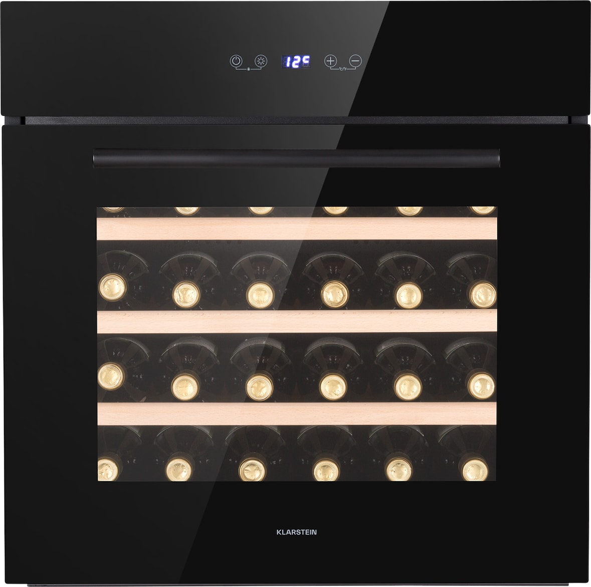 Klarstein Vinsider 30 Built-In Uno Einbau-Weinkühlschrank 30 Flaschen 77 Ltr Edelstahl Schwarz