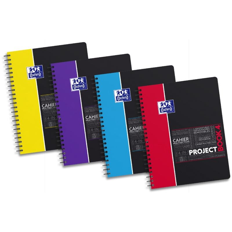 OXFORD Etudiant Cahier PROJECTBOOK spiralé couverture PP 200 pages Seyès 23,3x29,8 avec appli SOS NOTES