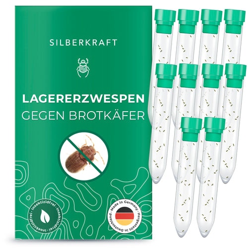 Lagererzwespen gegen Brotkäfer, Tabakkäfer, Kugelkäfer, Messingkäfer: 10 x Lagererzwespe