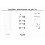 thumbnail of SARMOG SCARPIERA 4 ANTE SPECCHIO 1 CASSETTO P29 KIT in truciolare nobilitato color bianco fiammato