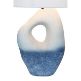 thumbnail of SalesFever Lampe de table | Cadre céramique / abat-jour lin | L 30 x P 16 x H 69 cm | Bleu – Blanc