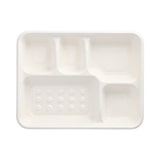 thumbnail of PAPSTAR 25 Menü-Trays, Zuckerrohr "pure" 5-geteilt 3,7 cm x 22 cm x 28,2 cm weiss (89882, 25 Stück)