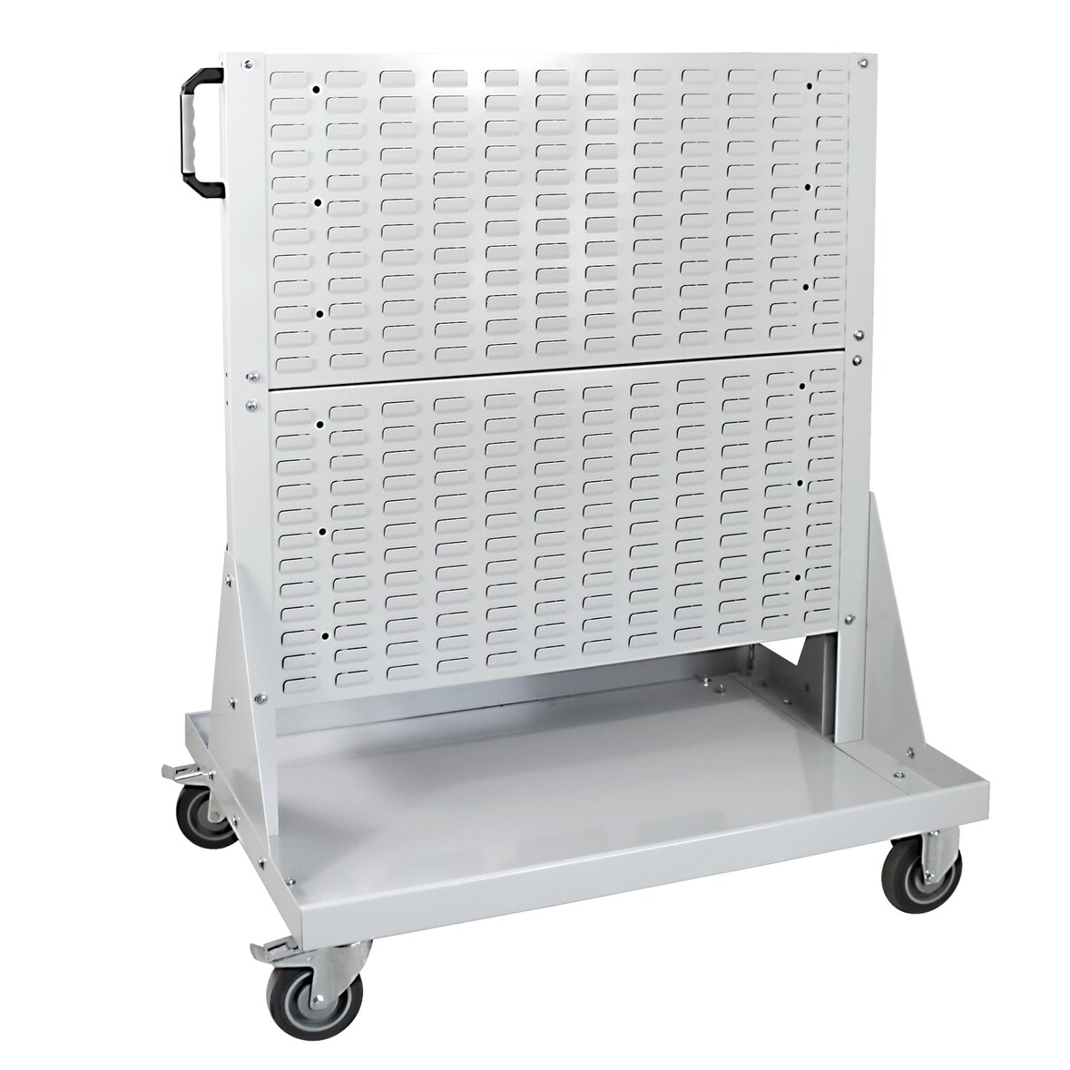 PROREGAL Rollwagen mit 4 Schlitzplatten | HxBxL 126x106x73cm | Lichtgrau