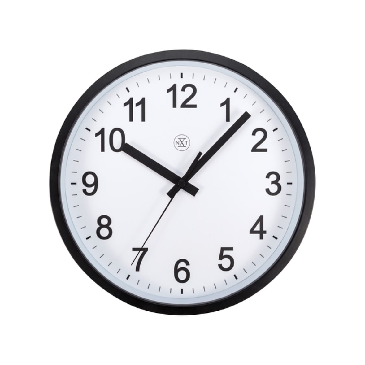 Nextime Reloj de pared Robust con armazón de plástico negro - 25,5 cm de diámetro