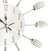 thumbnail of vidaXL Wanduhr mit Löffel und Gabel Design Silbern 31 cm Aluminium
