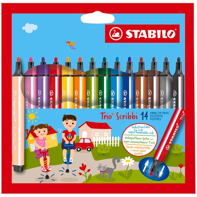 STABILO 14 feutres de coloriage pointe large Trio Scribbi
