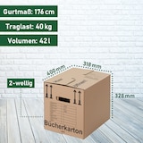 thumbnail of 10 x Bücherkarton Compact 40 kg Traglast stabiler Umzugskarton Bücherkiste Umzug 2-wellige Movebox BB-Verpackungen