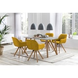 thumbnail of SalesFever Ensemble de 2 chaises rembourrées avec accoudoirs|Housse textile|Cadre chêne massif|Matelassage losanges dans la zone arrière|jaune curry